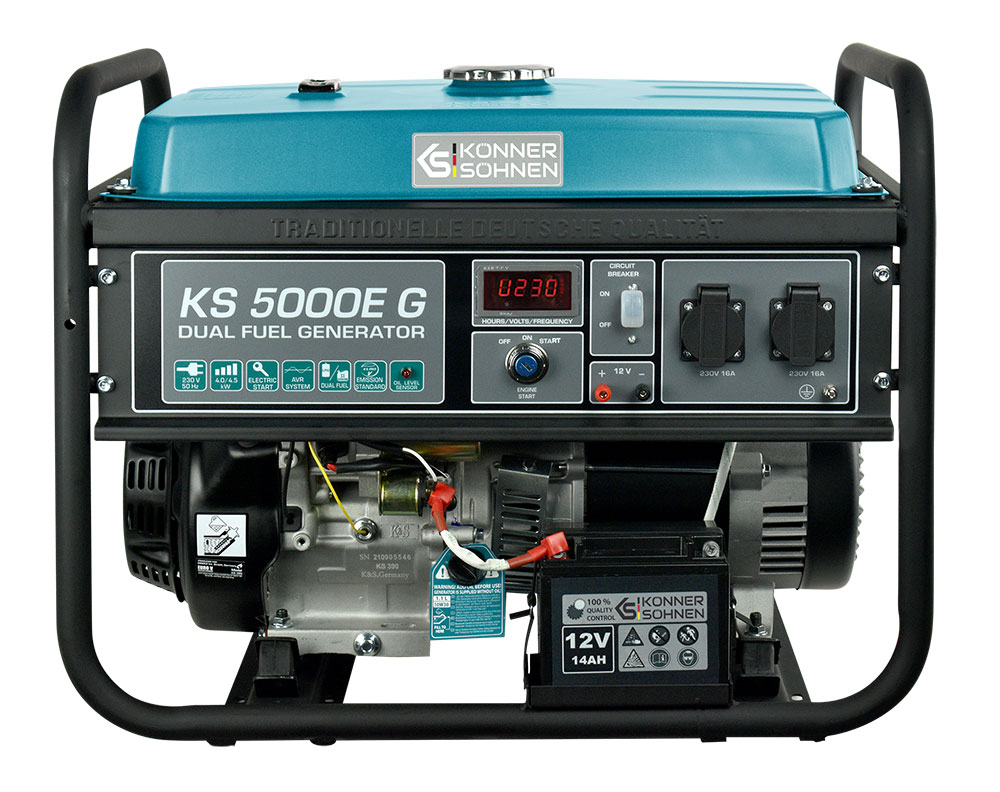 4500 W Gas- U. Benzin-generator Stromaggregat Stromerzeuger Ks 5000e G 2x16a