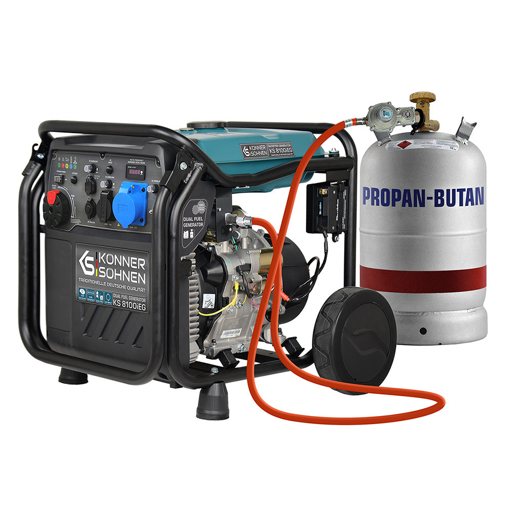 Könner&söhnen - Lpg/benzin-inverter-generator Ks 8100ieg Von . Höchstleistung 8000 W, 1 X Schuko 230v, 1 X Cee 230v 32a, 2 Usb-anschlüsse, Led-anzeige, Eco-modus, Kupferwicklung, Kurzschluss- Und Über