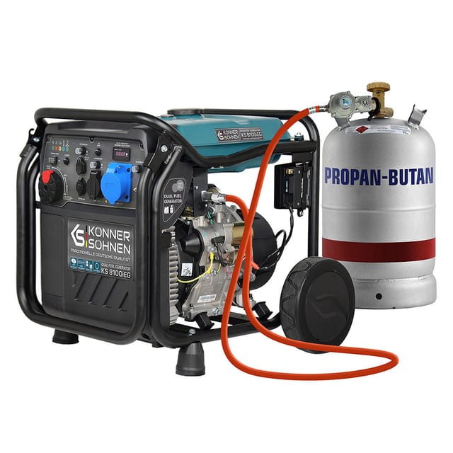 Könner&söhnen - Lpg/benzin-inverter-generator Ks 8100ieg Von . Höchstleistung 8000 W, 1 X Schuko 230v, 1 X Cee 230v 32a, 2 Usb-anschlüsse, Led-anzeige, Eco-modus, Kupferwicklung, Kurzschluss- Und Über