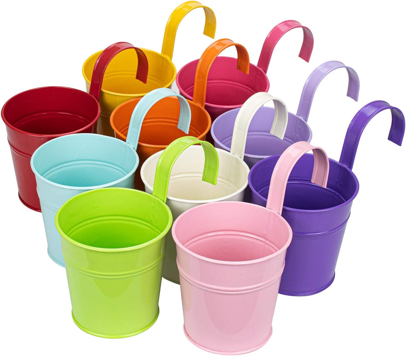 Bunte Eisen Hängende Blumentopf Blumentöpfe Balkon Garten Pflanze Metall Blumentopf Eimer Blumenhalter - 10 Zufällige Farben