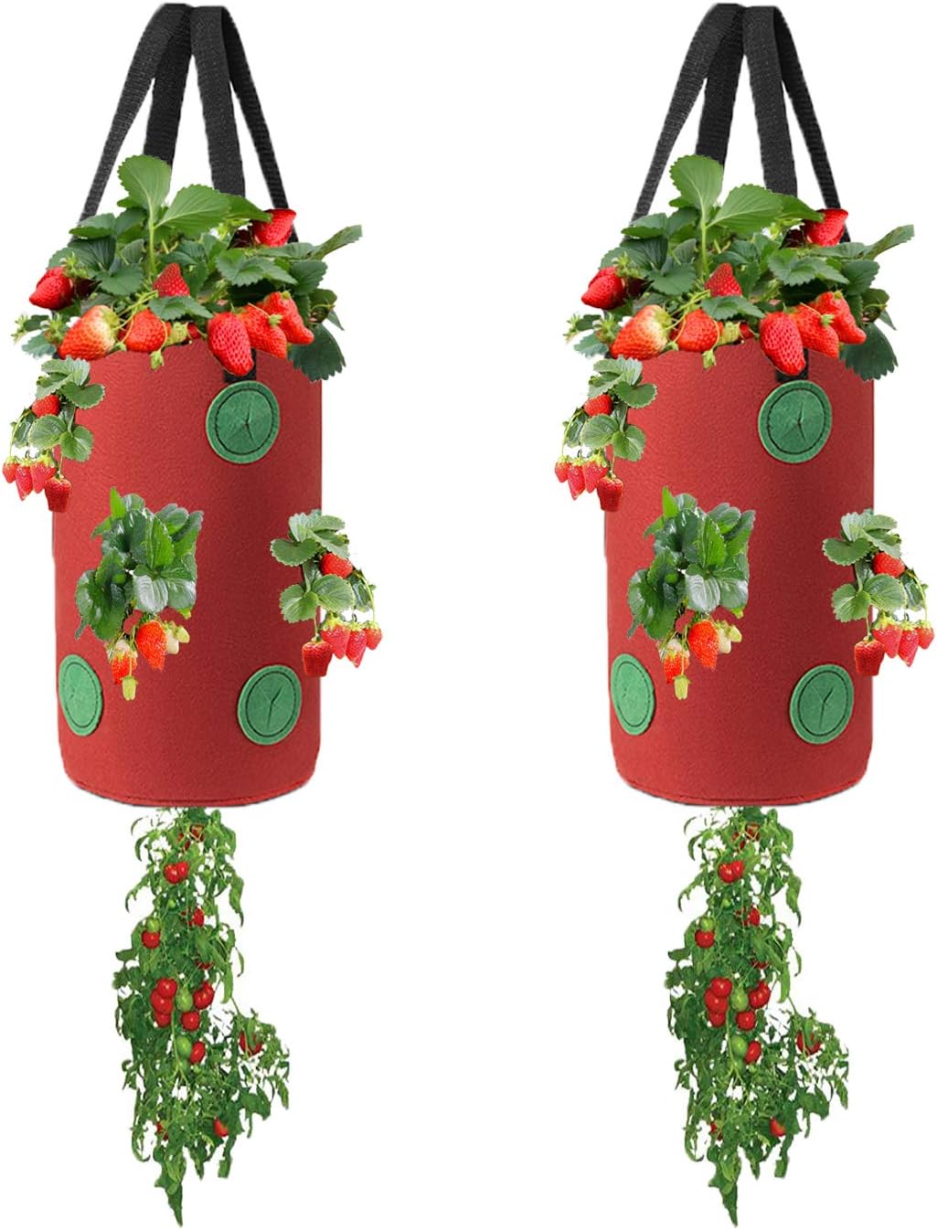 2er-pack Umgedrehte Pflanzgefäße, Hängende Erdbeer-tomaten-anbaubeutel, Kartoffel-gemüse-pflanzbeutel Mit Löchern