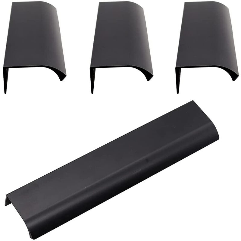 Unsichtbare Schrankgriffe, Integrierte, Verdeckte, Versiegelte Schiebekantengriffe Für Türen, Schubladen, Schränke, Schwarz (120 X 32 X 18 Mm), 4 Stück