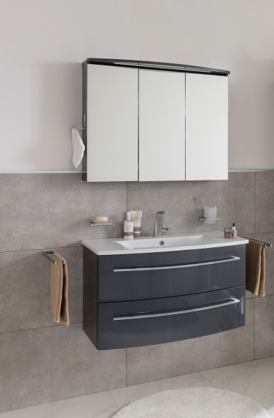 Lanzet Impulso Badmöbel Set 3-teilig, 90cm, Anthrazit, Spiegelschrank-06375145
