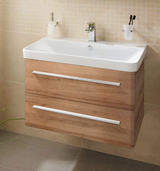 Lanzet K8 Badmöbel Set 2-teilig, 80cm, Hellbraun, Keramikbecken-06382145