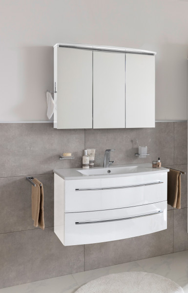 Lanzet Impulso Badmöbel Set 3-teilig, 90cm, Weiß, Spiegelschrank-06373145