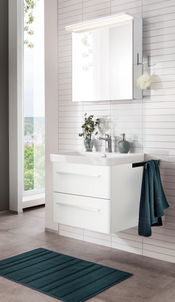 Lanzet K8 Badmöbel Set 3-teilig, 60cm, Weiß, Led-spiegelschrank, Keramikbecken-06379145