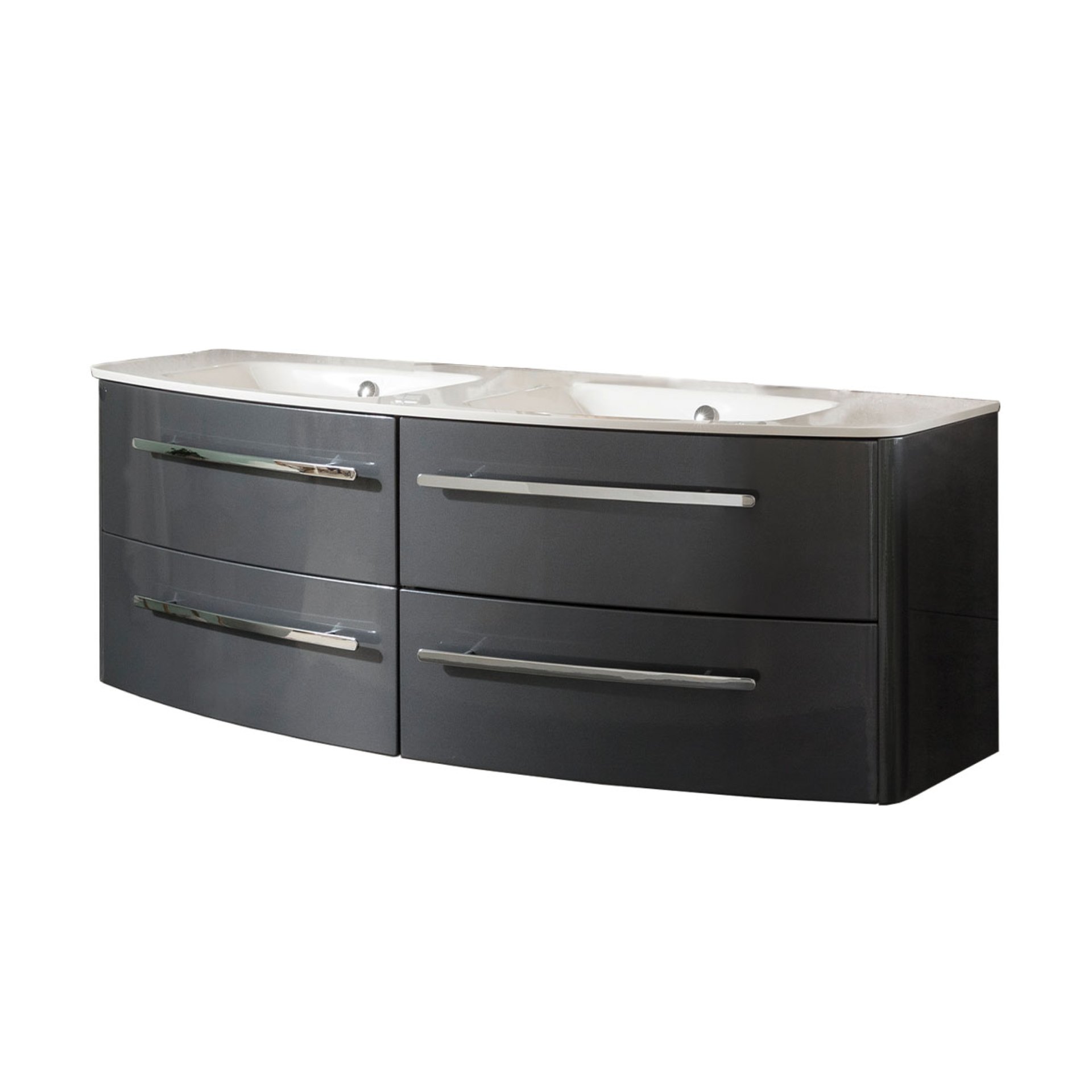 Lanzet Classico Badmöbel Set 2-teilig, 140cm Breit, Anthrazit, Weiß"-"06363145