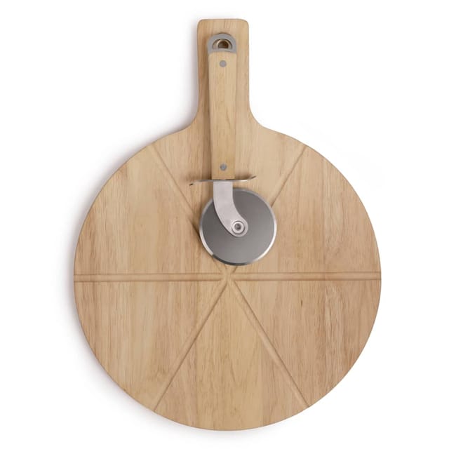 Set A Pizza - Livoo - Mes138 - 40 X 30 X 1,5 Cm - 1 Roulette A Pizza - En Bois D'Hévéa