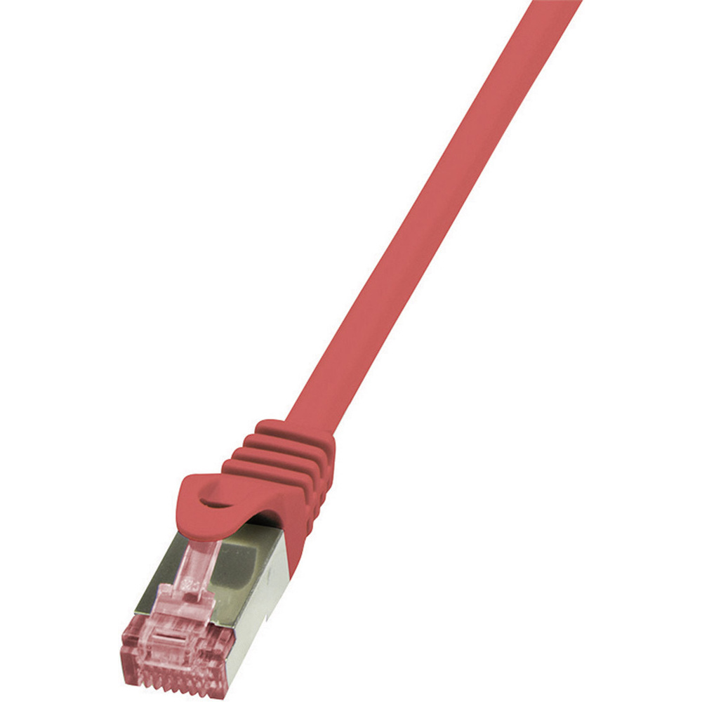 Logilink - Cq2014s Rj45 Netzwerkkabel, Patchkabel Cat 6 S/ftp 0.25 M Rot Flammwidrig, Mit Rastnasensch