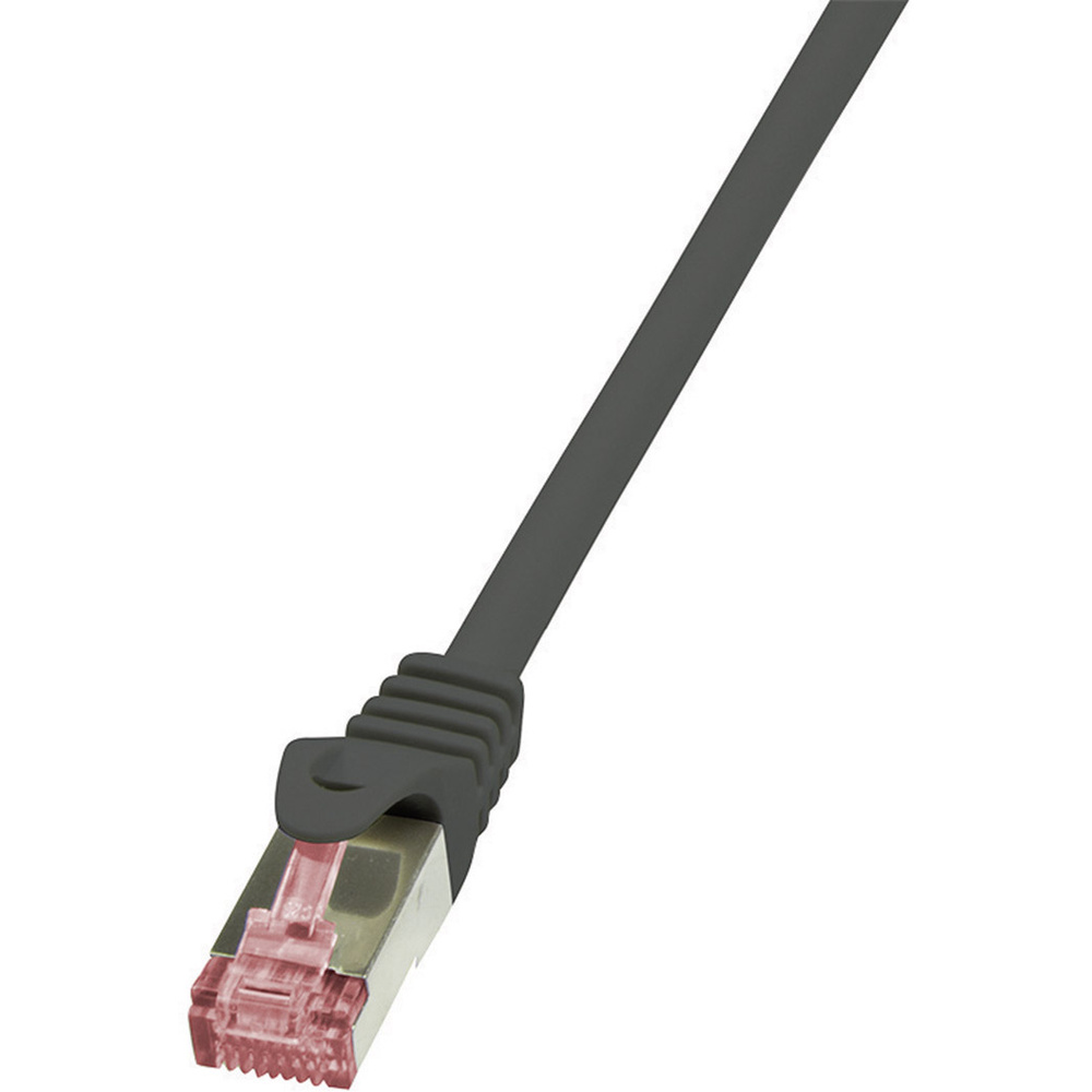 Logilink - Cq2083s Rj45 Netzwerkkabel, Patchkabel Cat 6 S/ftp 7.50 M Schwarz Flammwidrig, Mit Rastnase