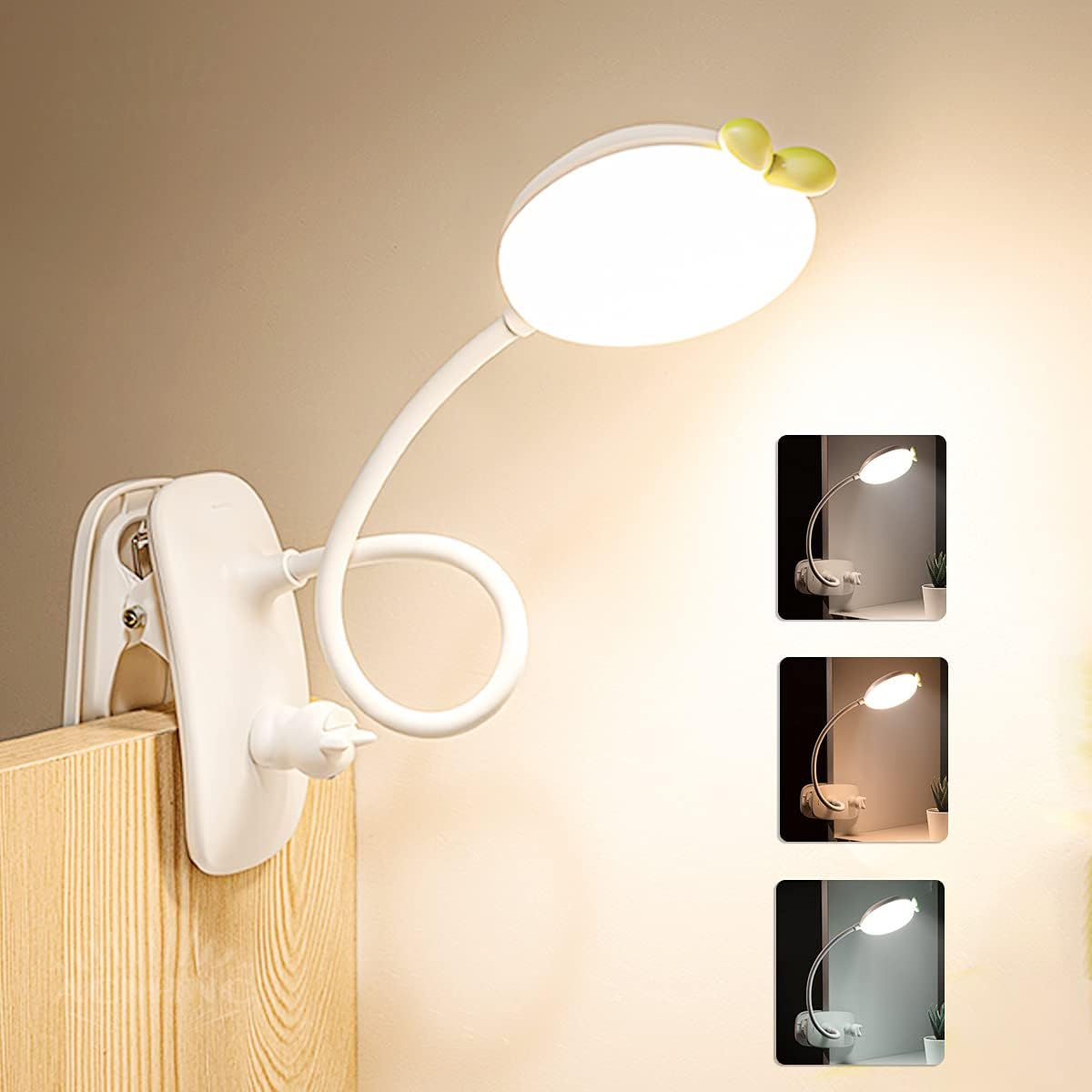 Kinder-klemmlampe, Wiederaufladbare, Dimmbare Led-leselampe, 360° Flexibles Touch-nachtlicht, 2400 Mah, Kabellose Usb-schreibtischlampe Für Bett, Schreibtisch Oder Tisch, Rosa