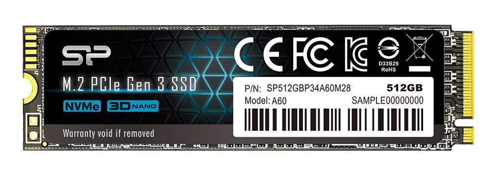 Silicon Power A60 Ssd 512 Gb Pcie Gen3x4 Nvme (2200/1600 Mb/s) 2280