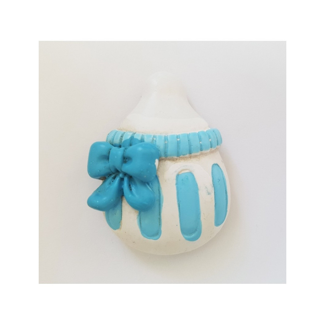 Trade Shop Traesio - Trade Shop - 12 Stück Partygeschenke Blau Keramik Flasche Magnet Taufe Geburt -