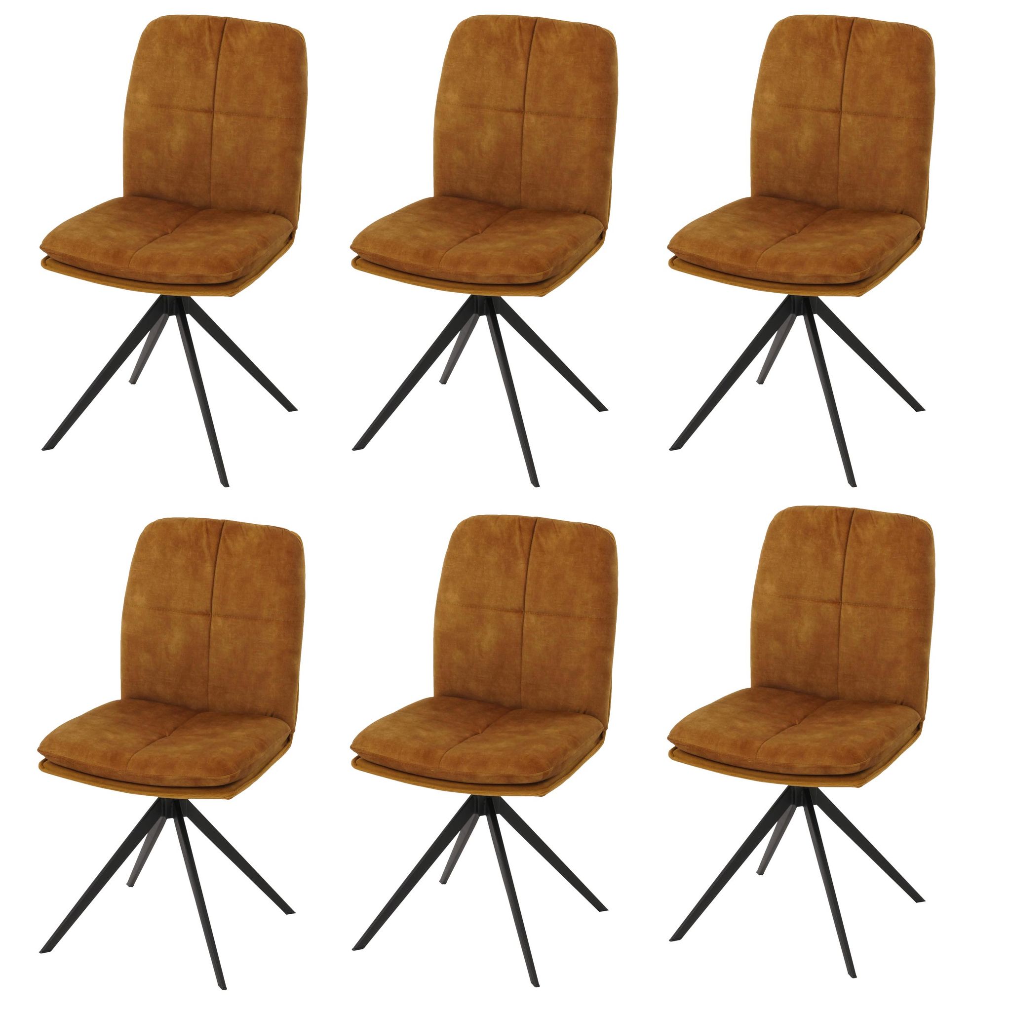 [neuwertig] 6er-set Esszimmerstuhl Hhg-178, Küchenstuhl Lehnstuhl, Drehbar Auto-position, Metall Stoff/textil Gelb