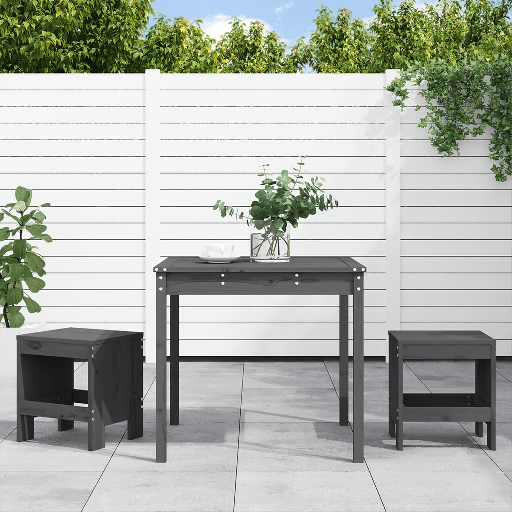 3-tlg. Garten-bistro-set Grau Massivholz Kiefer Vidaxl