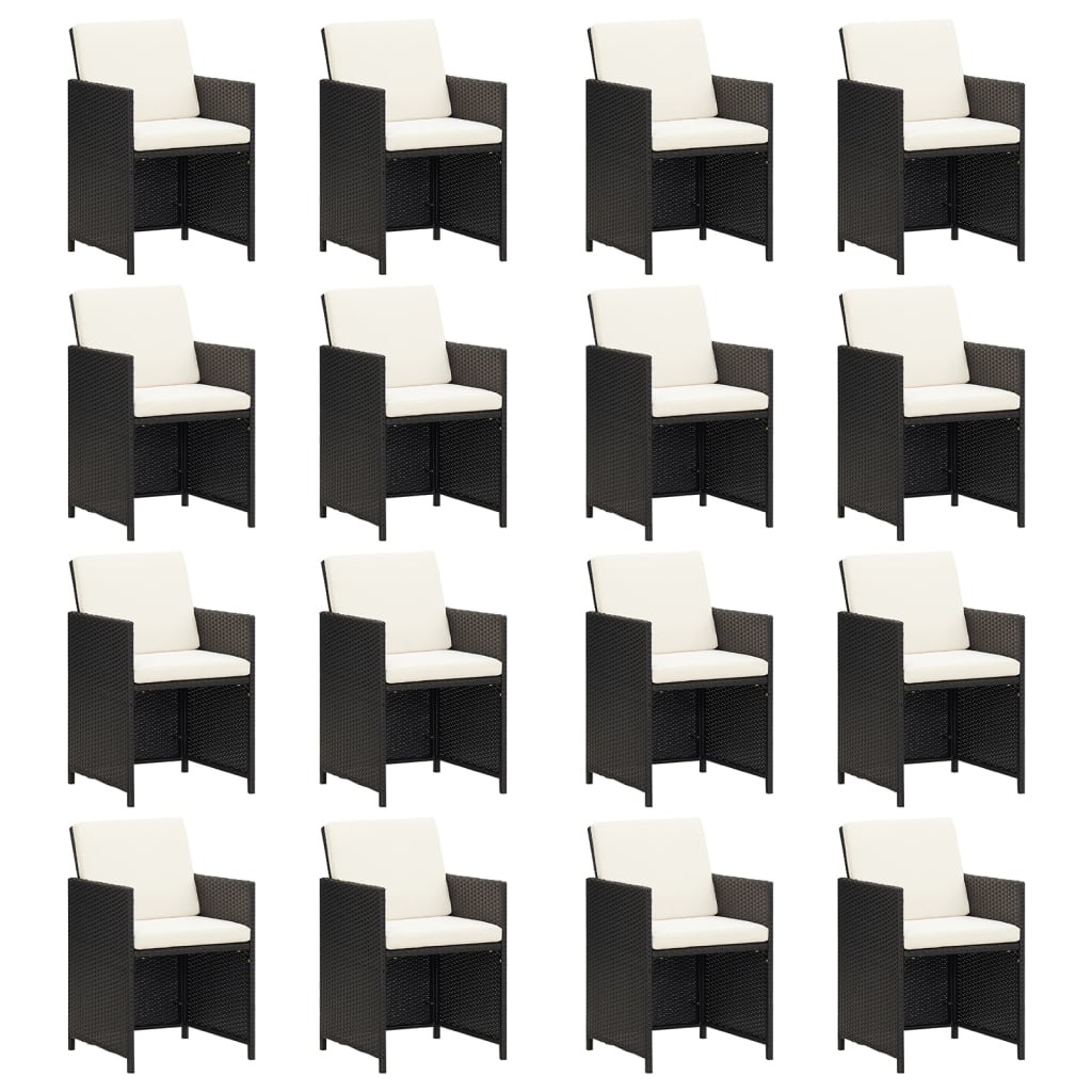 21-tlg. Garten-essgruppe Mit Kissen Schwarz Poly Rattan Vidaxl