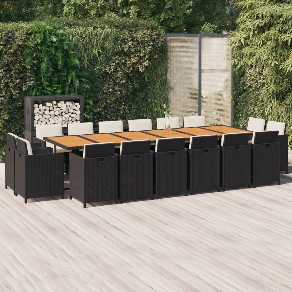 17-tlg. Garten-essgruppe Mit Kissen Poly Rattan Schwarz Vidaxl