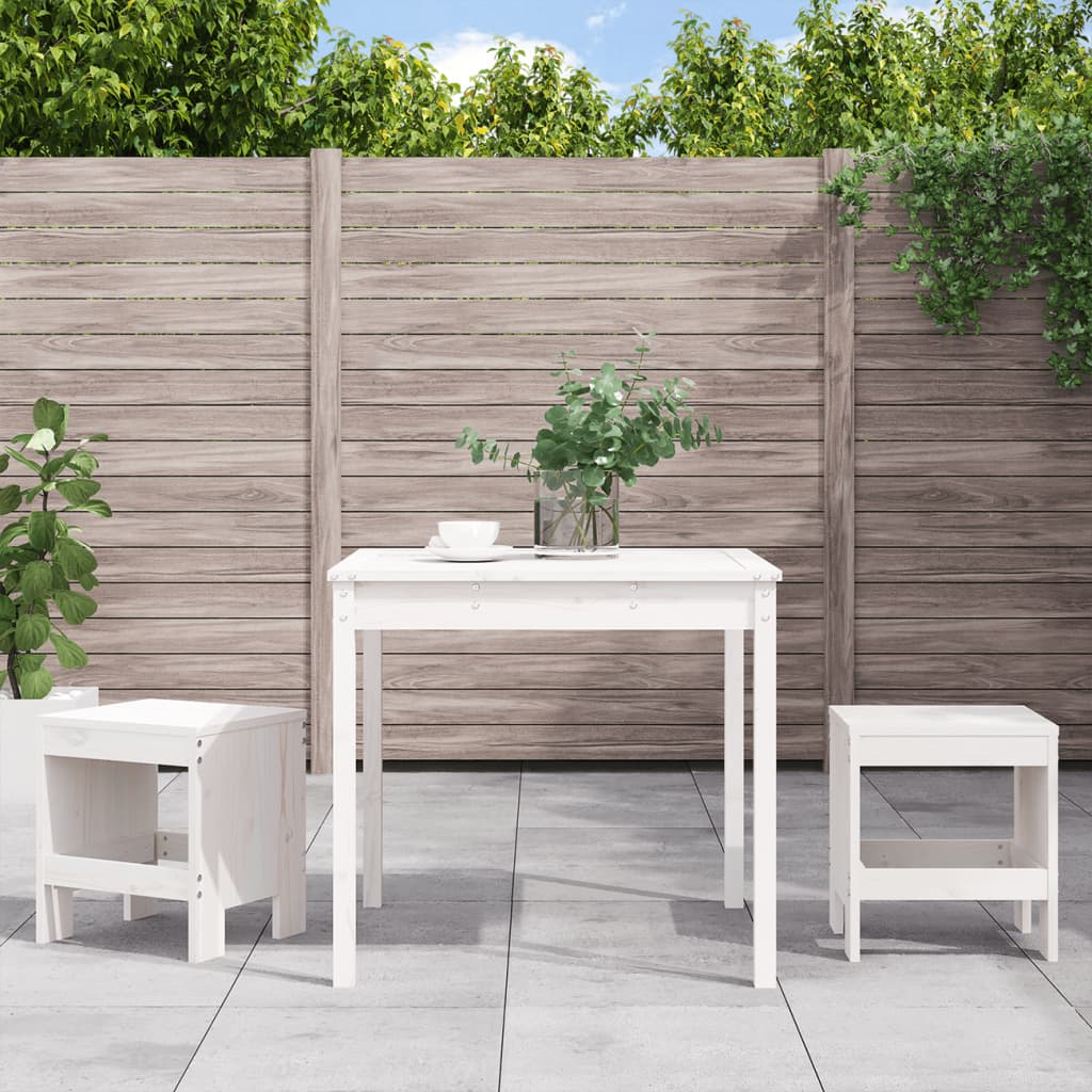 3-tlg. Garten-bistro-set Weiß Massivholz Kiefer Vidaxl