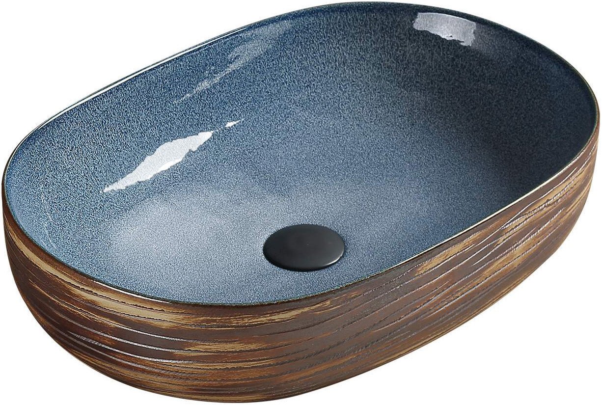 Agota Aufsatzwaschbecken 58 X 40 Cm, Blau - 22025866 - Mexen