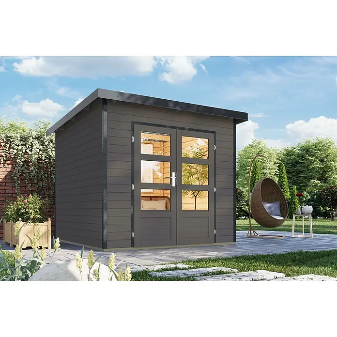Karibu Gartenhaus Pluto 3 B (Holz, Terragrau/Anthrazit)