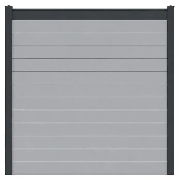 Deutsche Zauntechnik Zaun-Set Vidual Snap (35,45 x 1,77 m, Fenstergrau, Einbetonieren)
