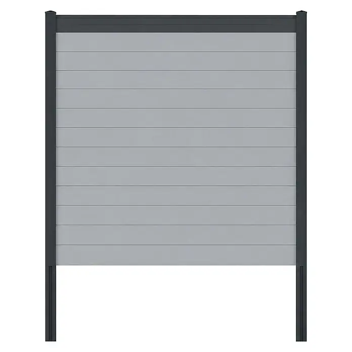 Deutsche Zauntechnik Zaun-Set Vidual Snap (12,45 x 1,77 m, Fenstergrau, Einbetonieren)