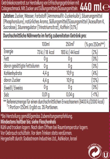 Sodastream Drink Mix Sirup Cola 440 ml