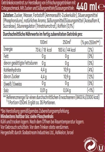 Sodastream Drink Mix Sirup Cola 440 ml