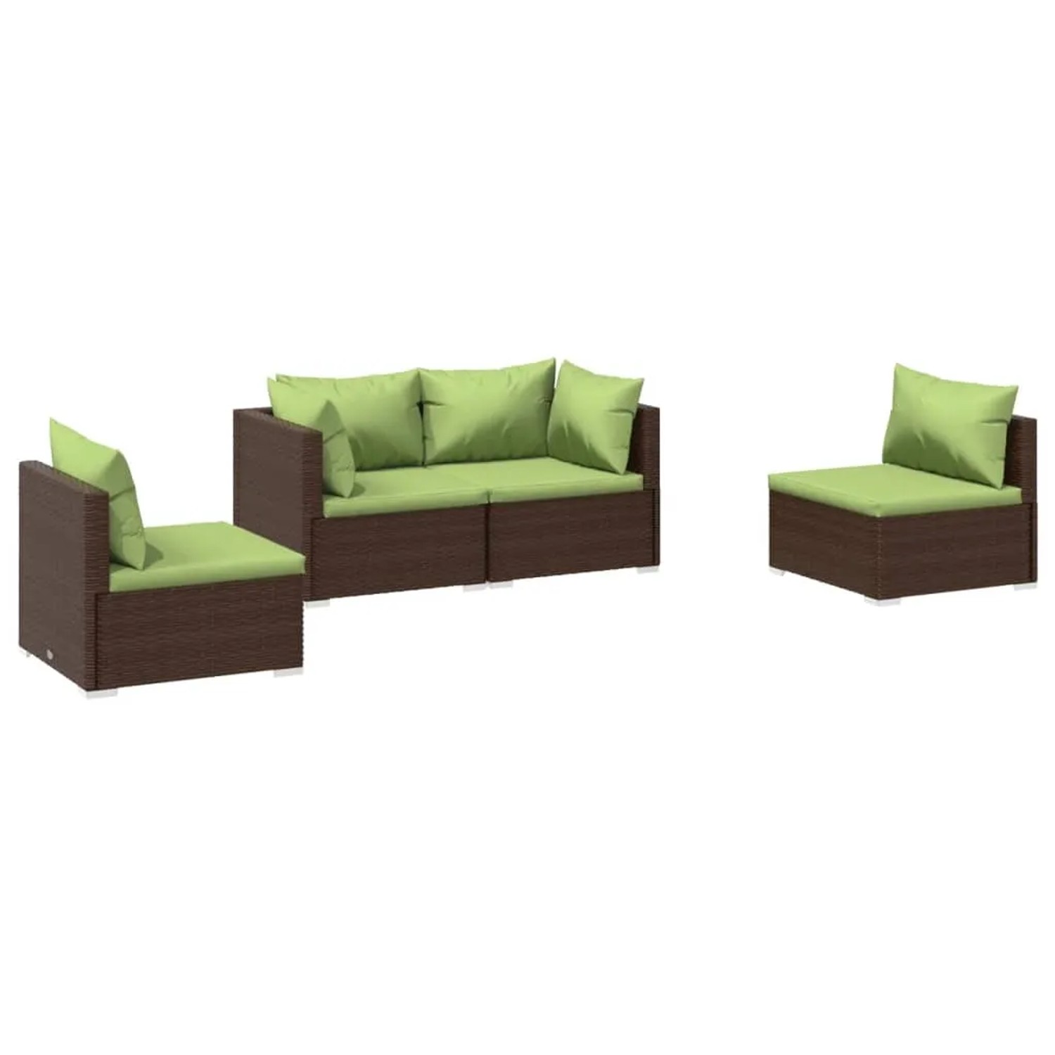 vidaXL 4-tlg Garten-Lounge-Set mit Kissen Poly Rattan Braun Modell 20