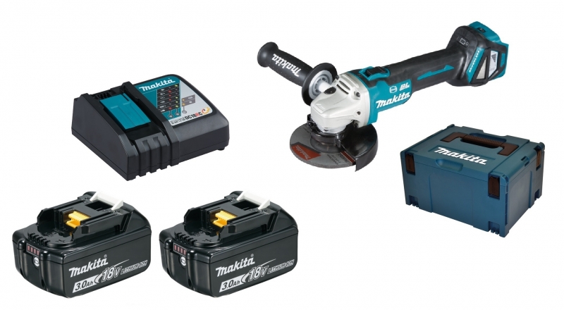 Makita DGA513RFJ 2x 3Ah Akku + Ladegerät Bild 2