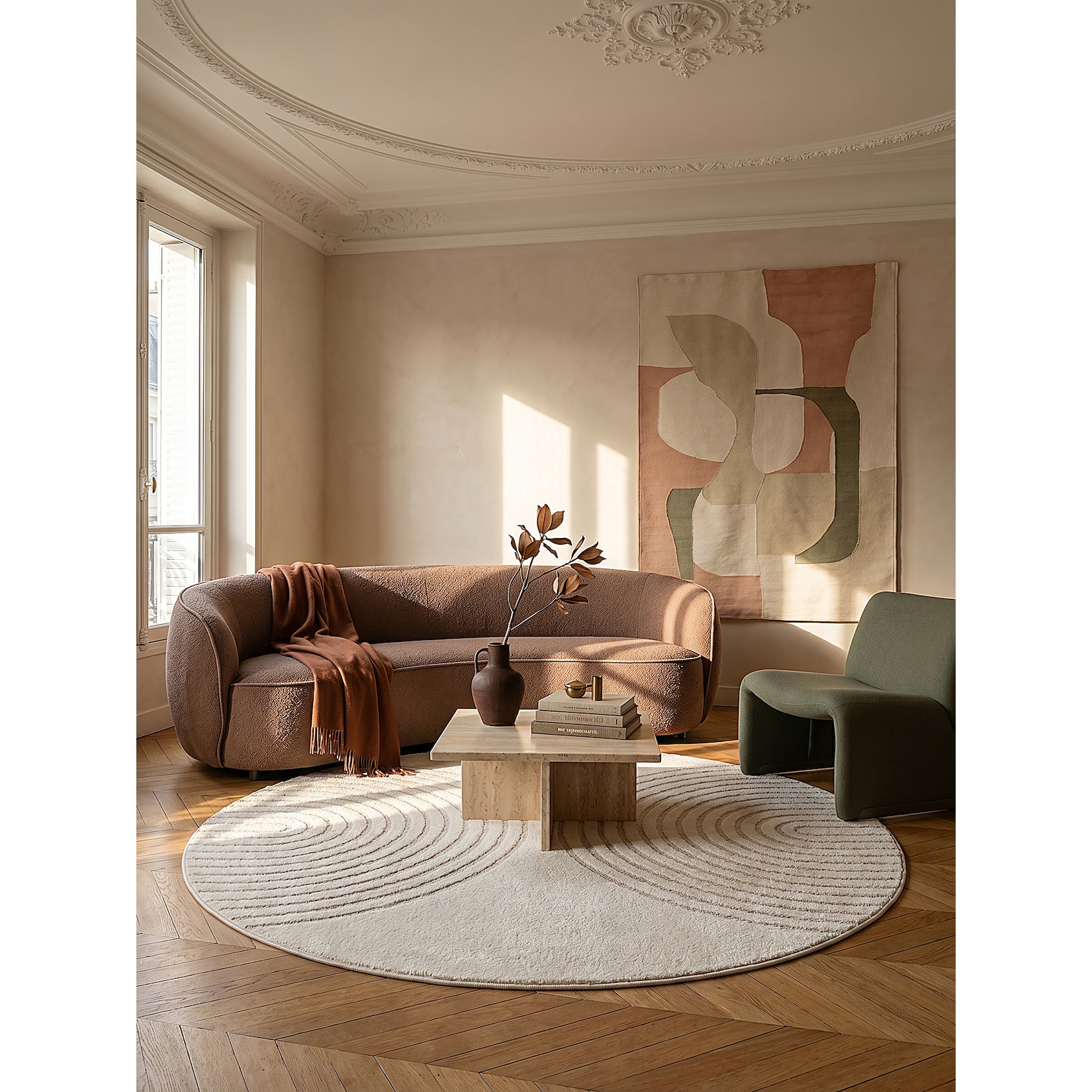 Teppich Kurzflor Creme 120x120 cm - MUOTA Kadima Design