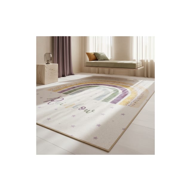 Kinderteppich TRAUN, mit Regenbogen-Motiv, Creme, 120 x 170 cm