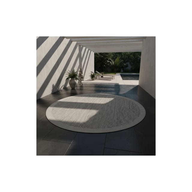 Outdoorteppich DAFNE, einfarbig, Grau, Ø 160 cm