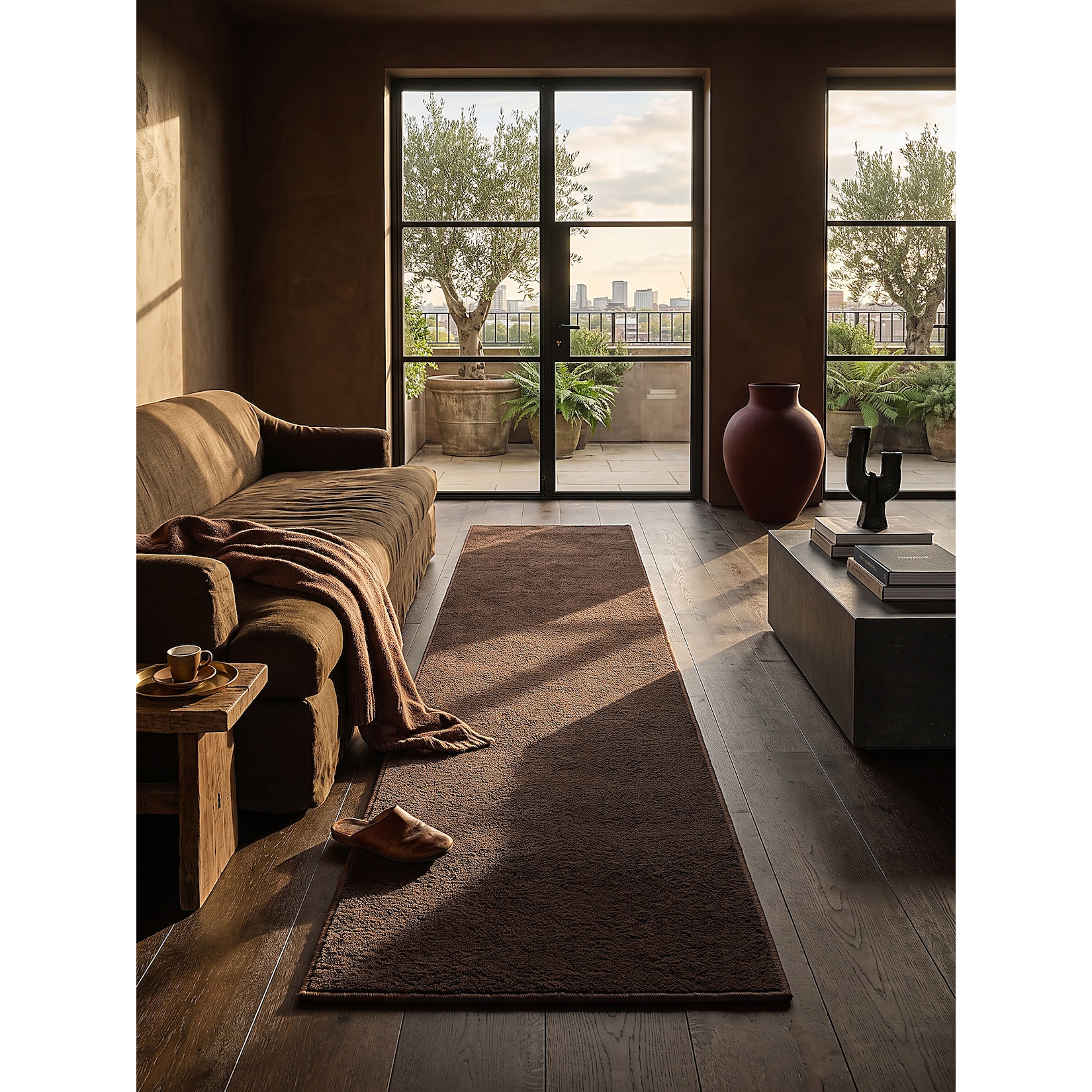 Läufer Hochflor Braun 80x150 cm - ALDAN Kadima Design