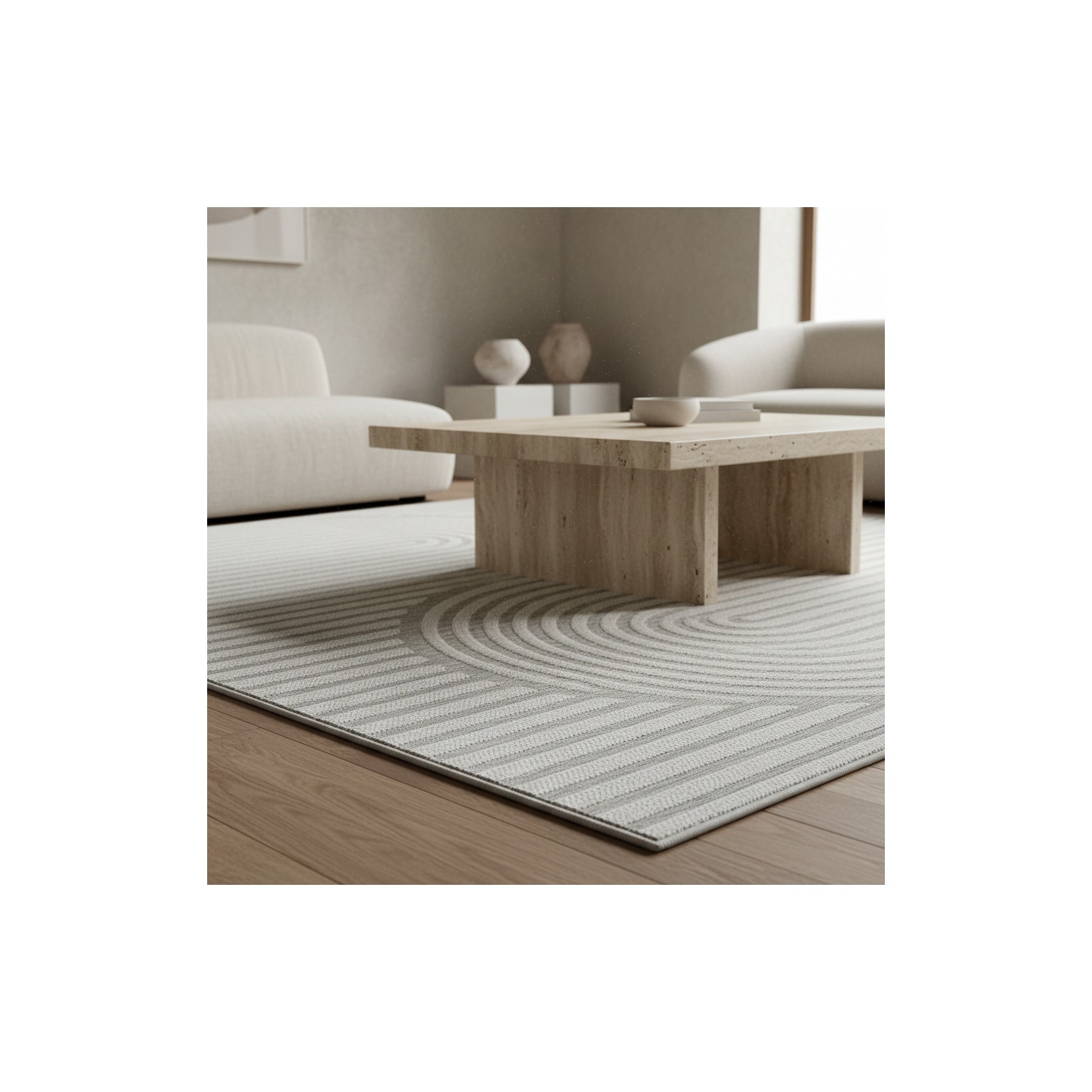 Teppich Outdoor VENTOUX in Grau, im Boho-Stil, 120 x 170 cm