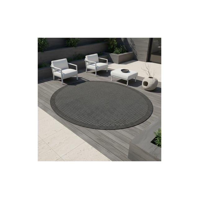 Outdoorteppich DAFNE, einfarbig, Schwarz, Ø 200 cm