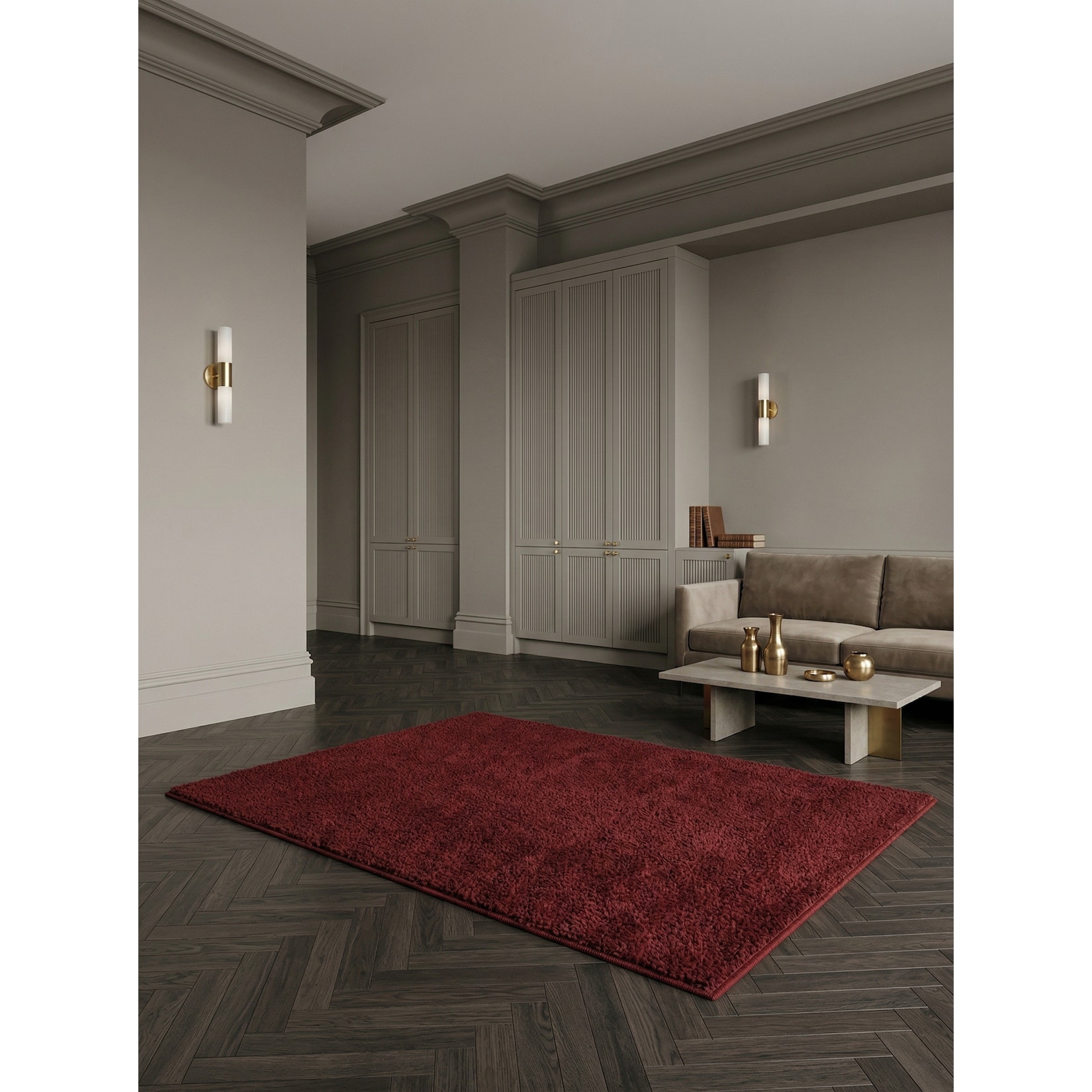 Kurzflorteppich MAIN, einfarbig, Rot, 80 x 250 cm