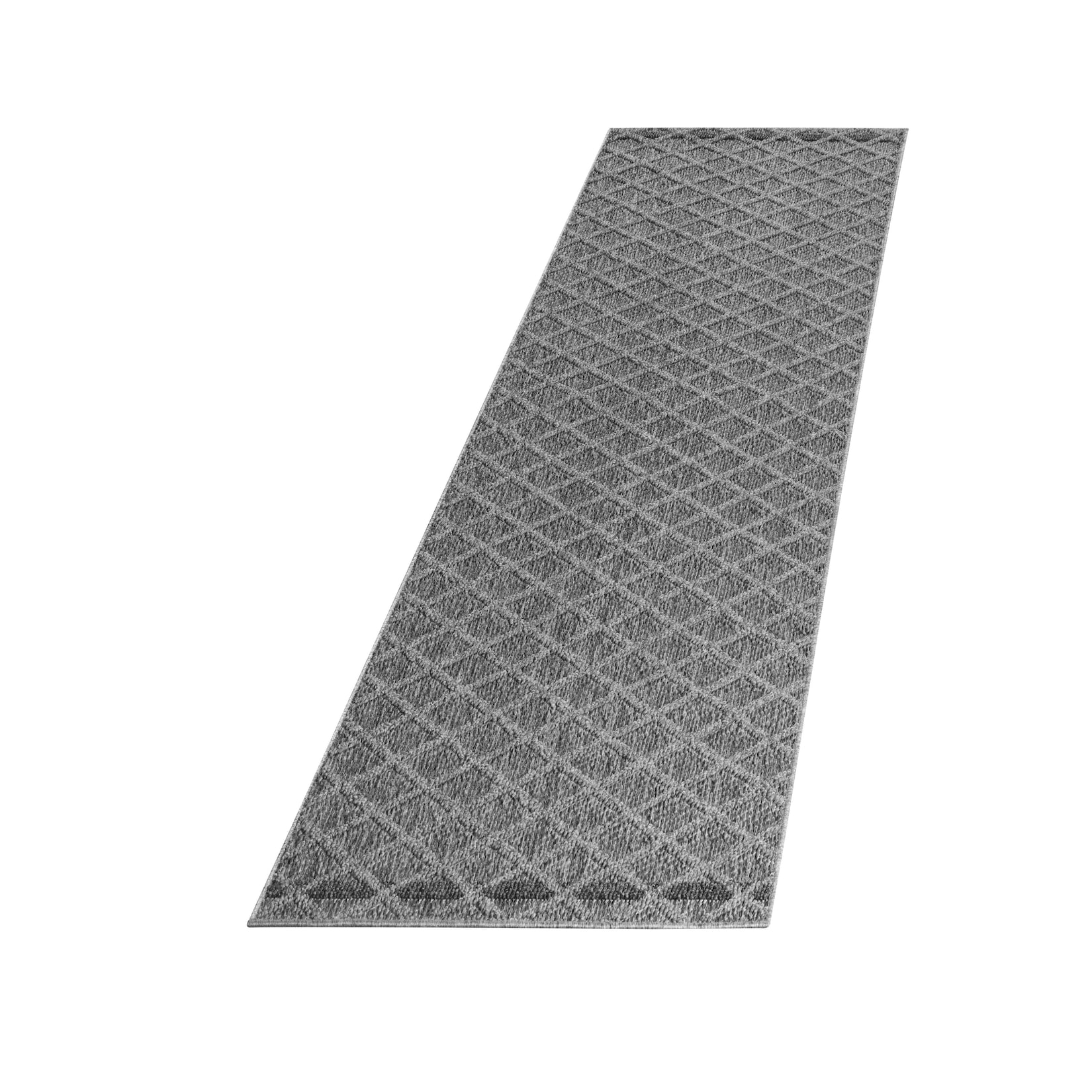 Outdoorteppich IMST, mit Rautenmuster, Grau, 80 x 250 cm