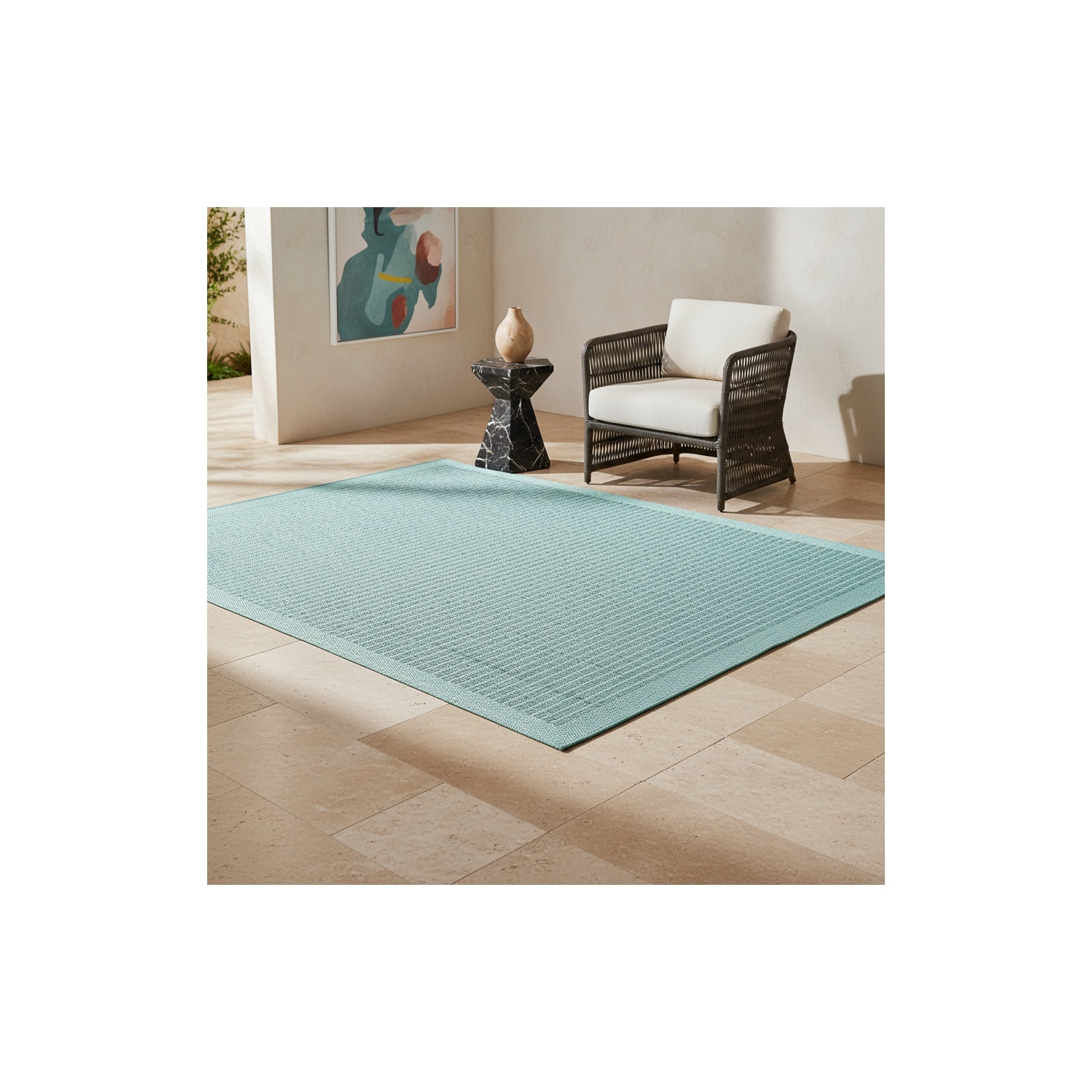 Outdoorteppich DAFNE, einfarbig, Blau, 240 x 340 cm