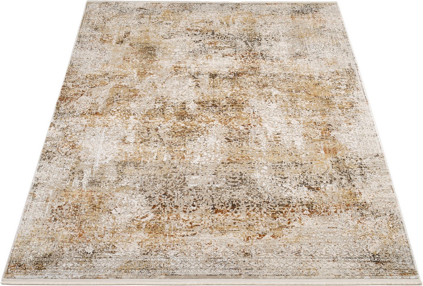 OCI DIE TEPPICHMARKE Teppich BESTELLER CAVA, auch als Läufer und in Rund, rechteckig, Höhe: 8 mm, Glanz Viskose, mit Fransen, Hoch Tief Struktur, Vintage, Wohnzimmer Bild 5