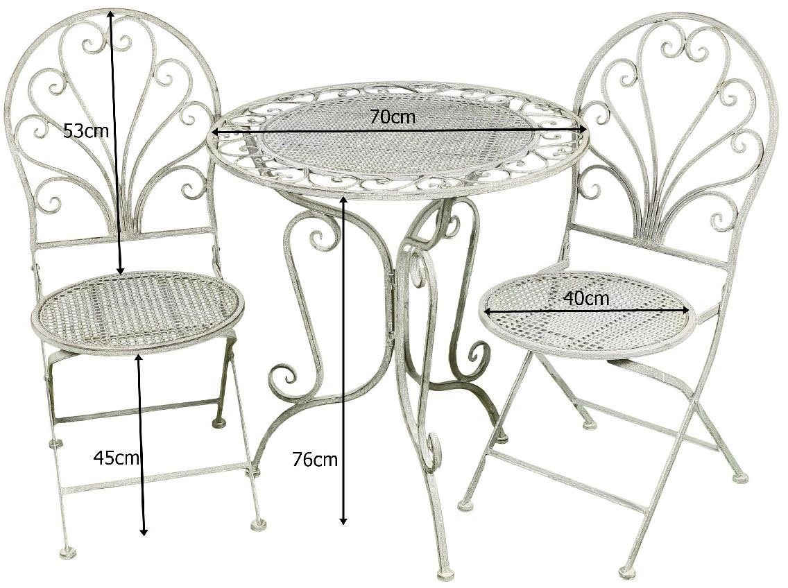 Ambiente Haus Balkonset Gartenmöbelset, (Set, 3-tlg., Sitzgruppe), Sitzgruppe Garten Metall Nostalgisch Bild 4