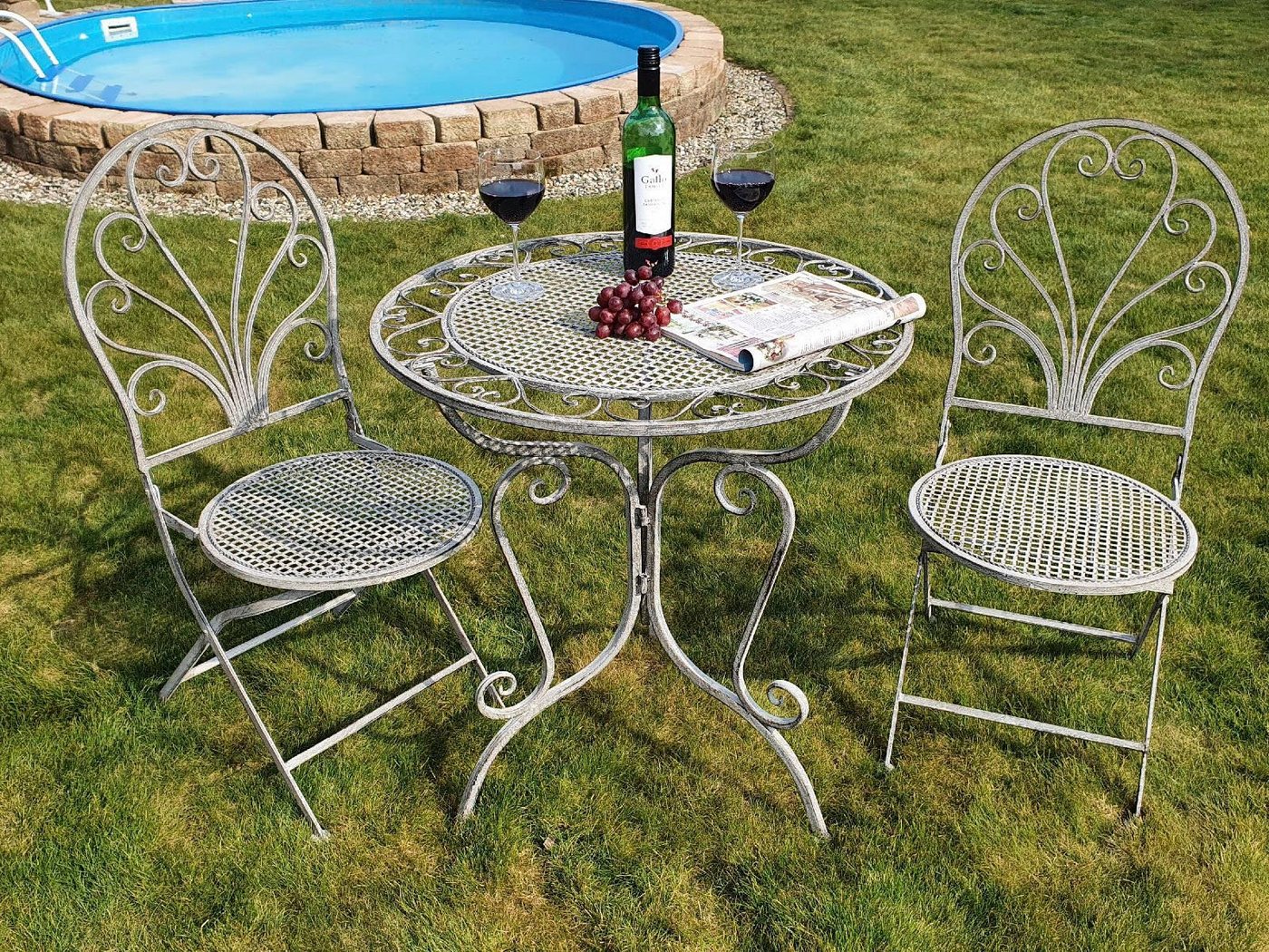 Ambiente Haus Balkonset Gartenmöbelset, (Set, 3-tlg., Sitzgruppe), Sitzgruppe Garten Metall Nostalgisch Bild 5