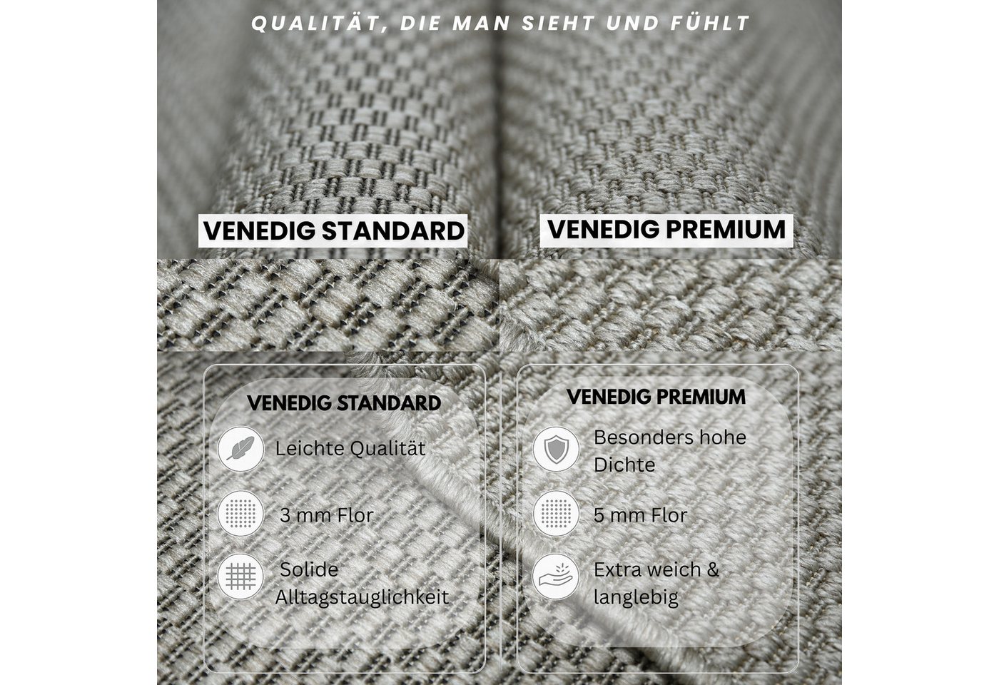 OTTO home Teppich Venedig, in Standard- und Premium-Qualität, 3 mm oder 5 mm Höhe, rechteckig, In- und Outdoor geeignet, Wetterfest & UV-beständig, Sisal-Optik Bild 3