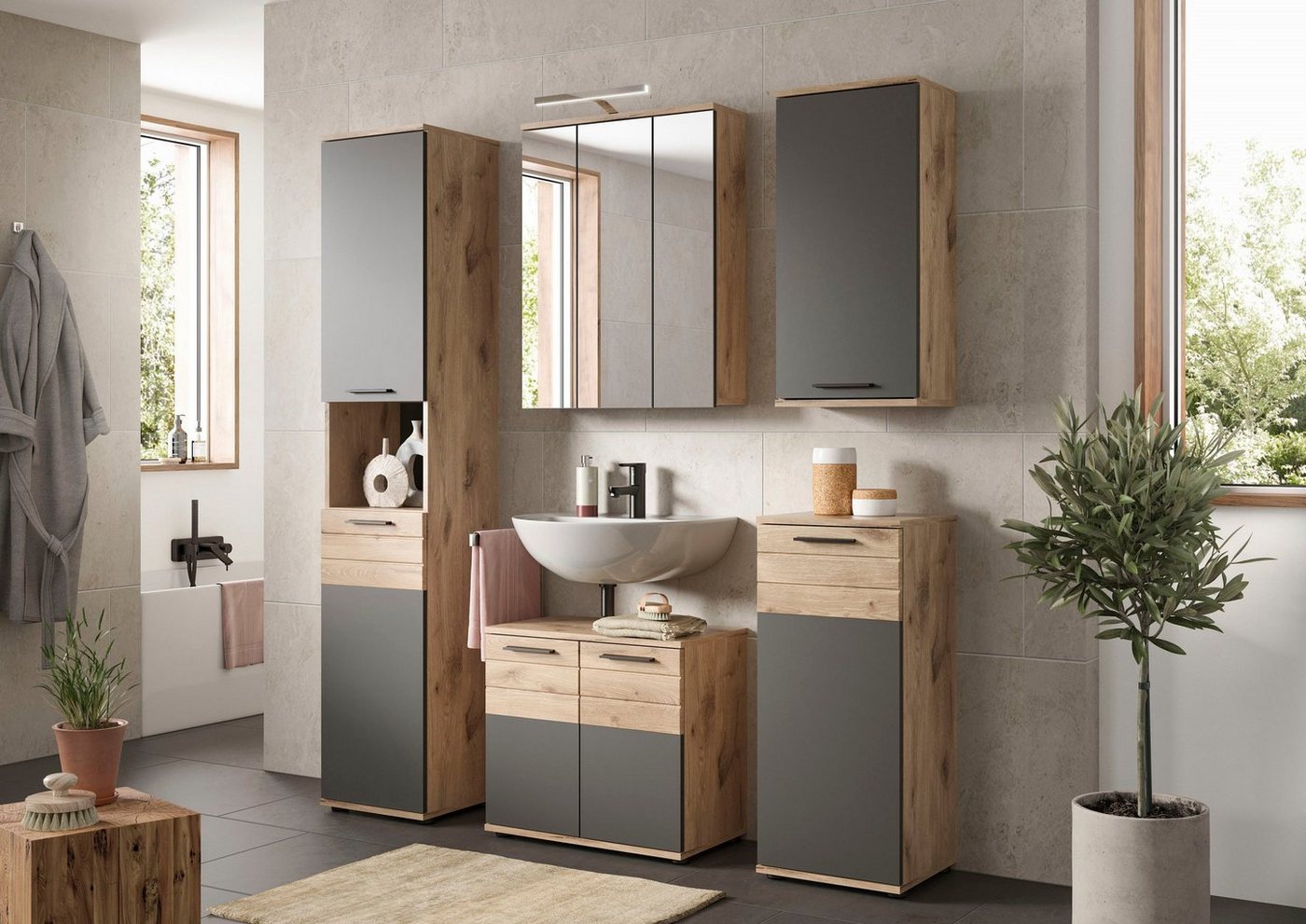 welltime Unterschrank Riga, Breite 37 cm, 1 Tür (Türanschlag wechselbar), 1 Einlegeboden Standschrank, Badmöbel, Badschrank, Schrank, Bad, Badezimmer Bild 3
