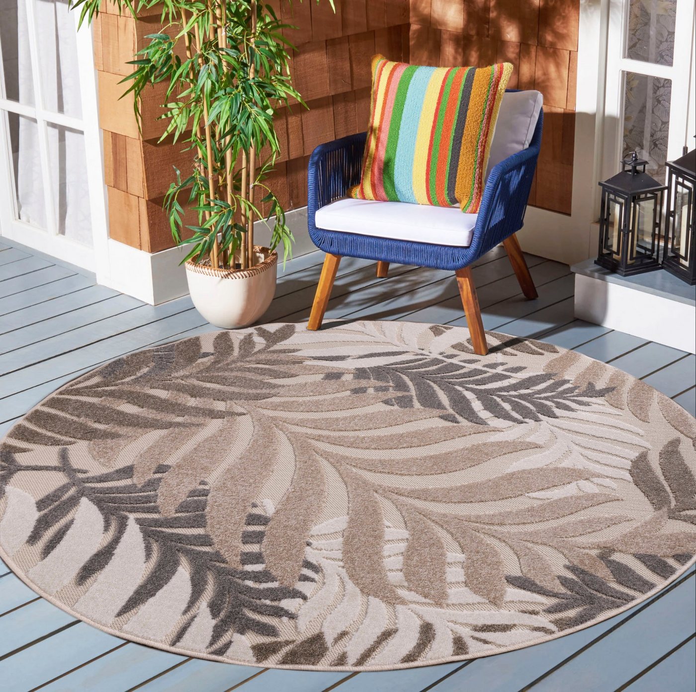 Sanat Teppich Floral Outdoor, auch als Läufer und Rund, rund, Höhe: 6 mm, In- und Outdoor geeignet, florales Design, Balkon, Terasse Bild 5