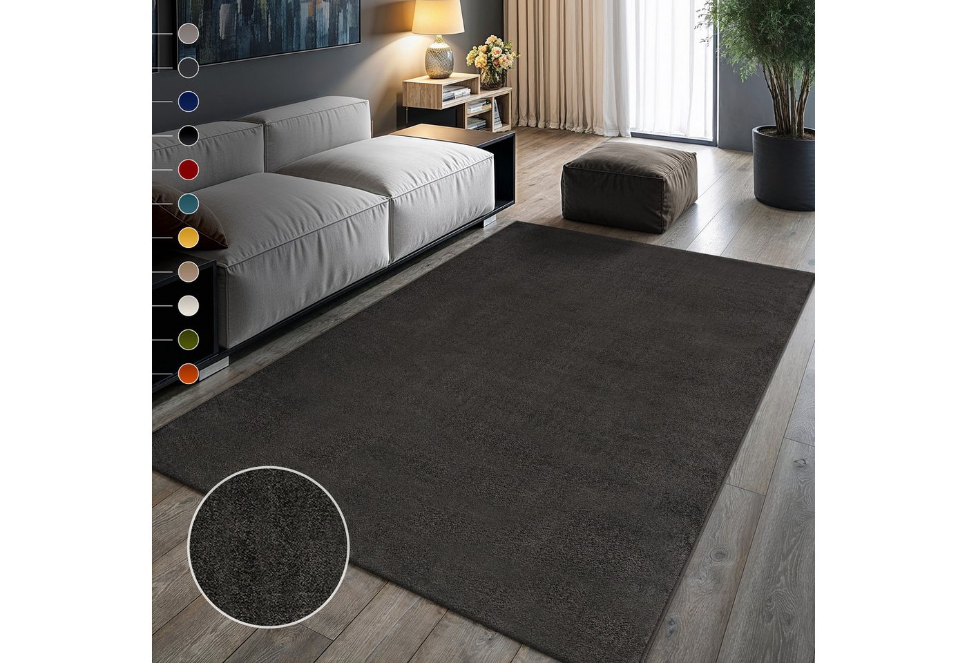 Sanat Teppich UNI, auch als Läufer und Rund, rechteckig, Höhe: 13 mm, robuster Kurzflorteppich, große Farbauswahl, Wohnzimmer, alle Räume Bild 5