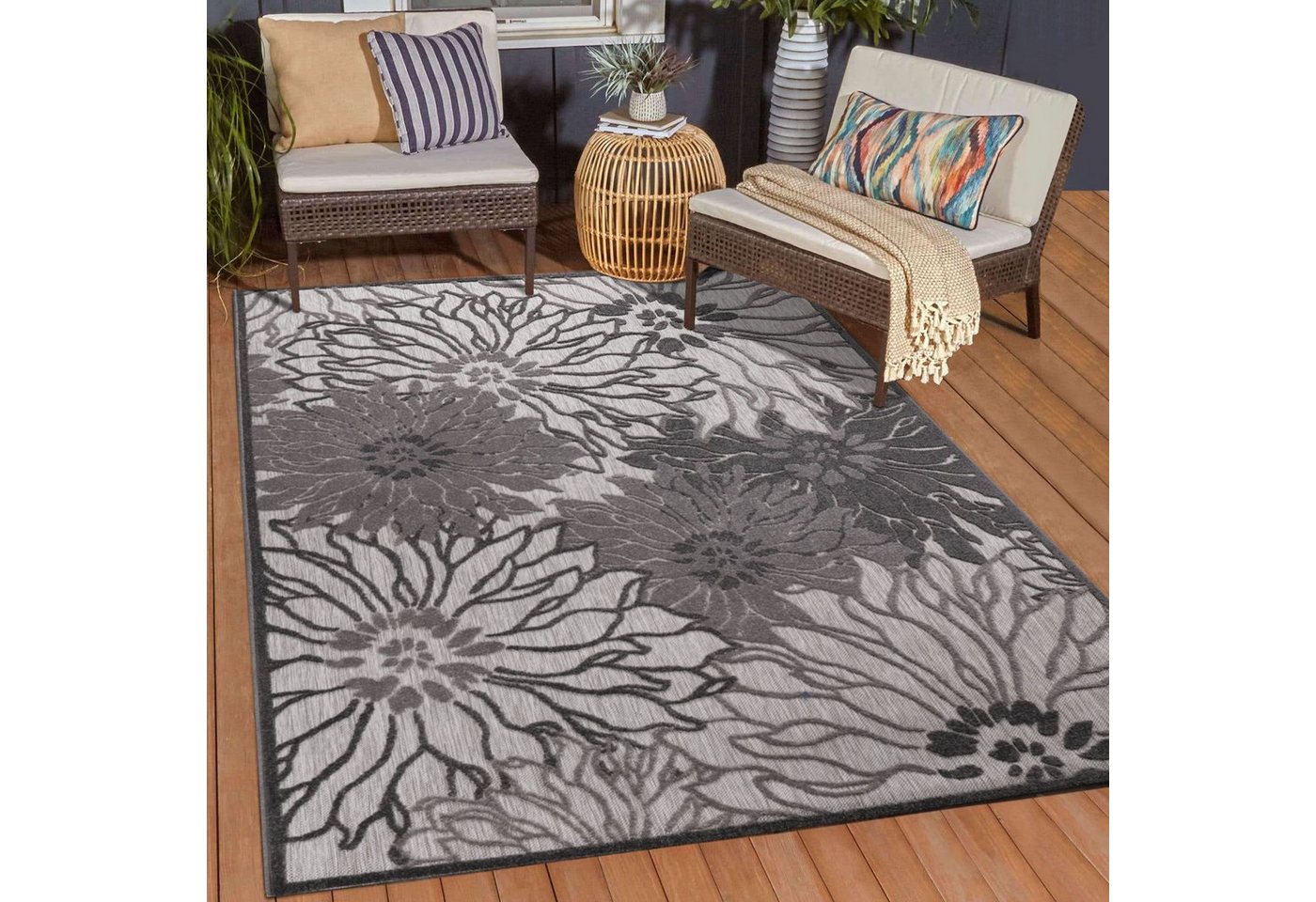 Sanat Teppich Floral 2 Outdoor, auch als Läufer und rund, rechteckig, Höhe: 6 mm, In- und Outdoor geeignet, Blumen, Balkon, Terrasse, Außenbereich Bild 3