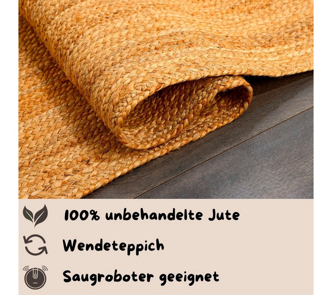 OTTO home Teppich Bjarka, Handwebteppich, rechteckig, Höhe: 10 mm, meliert, 100% Jute, handgewebt, auch als Läufer & in rund erhältlich