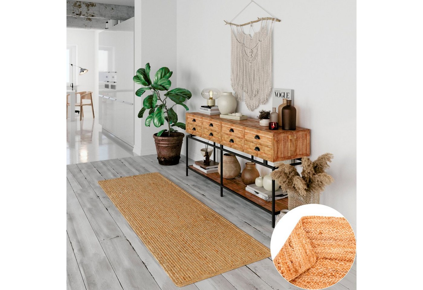 OTTO home Teppich Bjarka, Handwebteppich, rechteckig, Höhe: 10 mm, meliert, 100% Jute, handgewebt, auch als Läufer & in rund erhältlich Bild 2