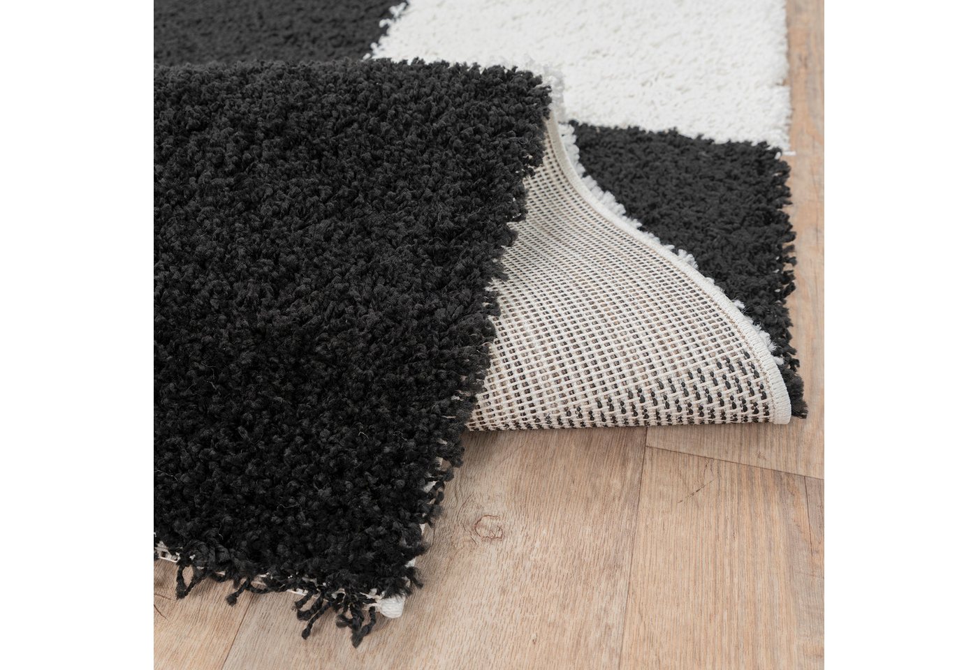 Sanat Hochflor-Teppich Milano 1250, auch als Läufer, rechteckig, Höhe: 30 mm, Hochflor, Shaggy, Karo, Wohnzimmer, Schlafzimmer Bild 2